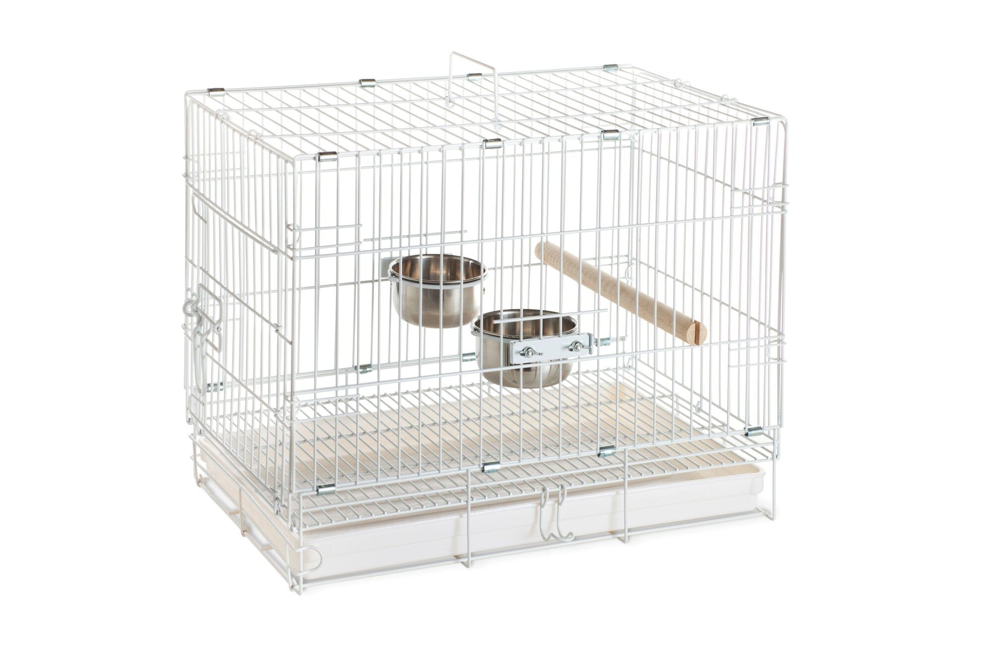 Prevue Pet Products Stainless Steel Travel Bird Cage with Perch and 2 Cups - White - L:20 X W:12.5 X H:15.5 Inches Default Title