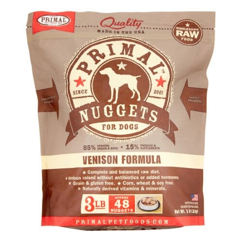 Primal Frozen Dog Food Nuggets Venison - 3 lbs