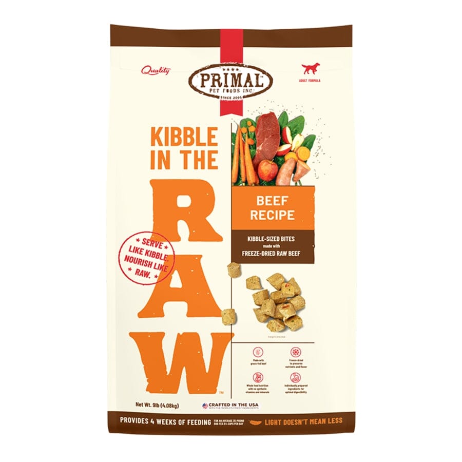 Primal Kibble In The Raw Beef Recipe Kibble-Sized Bites Freeze-Dried Raw Dog Food