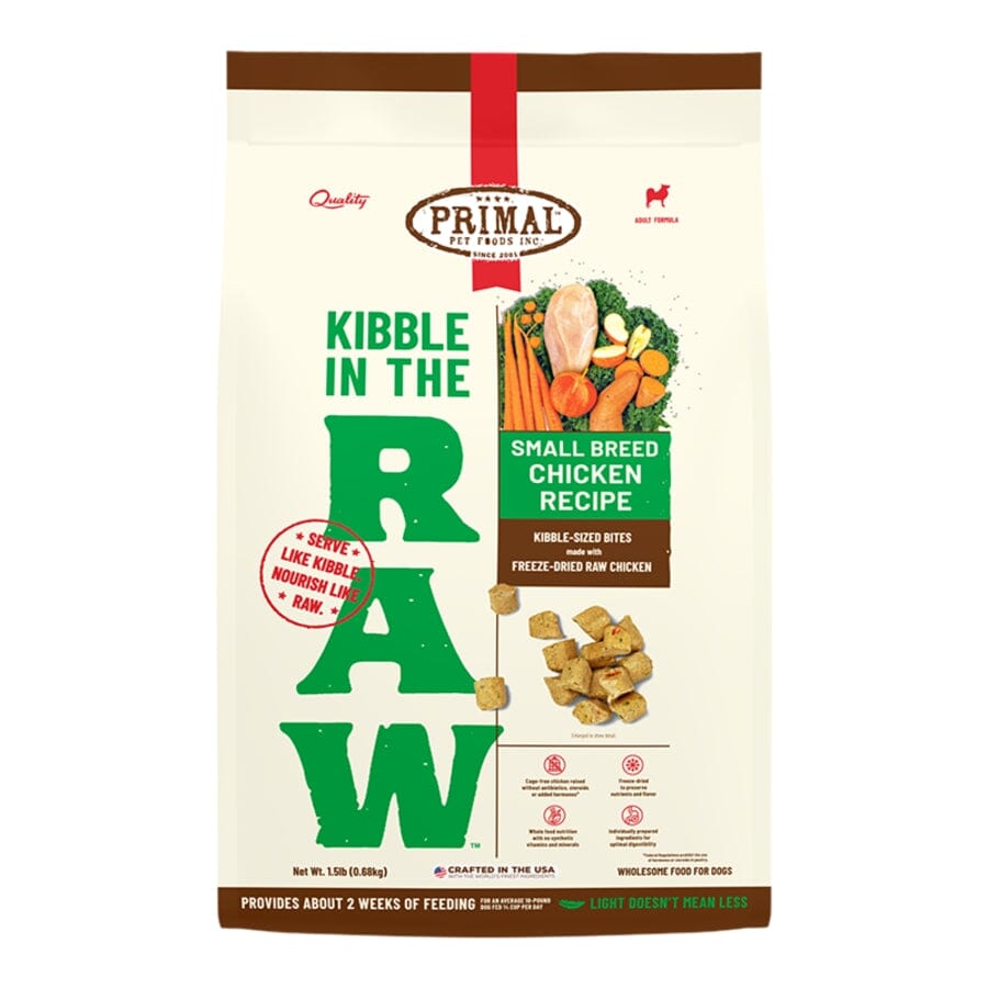 Primal Kibble In The Raw Chicken Recipe Kibble-Sized Bites Small-Breed Formula Freeze-Dried Raw Dog Food