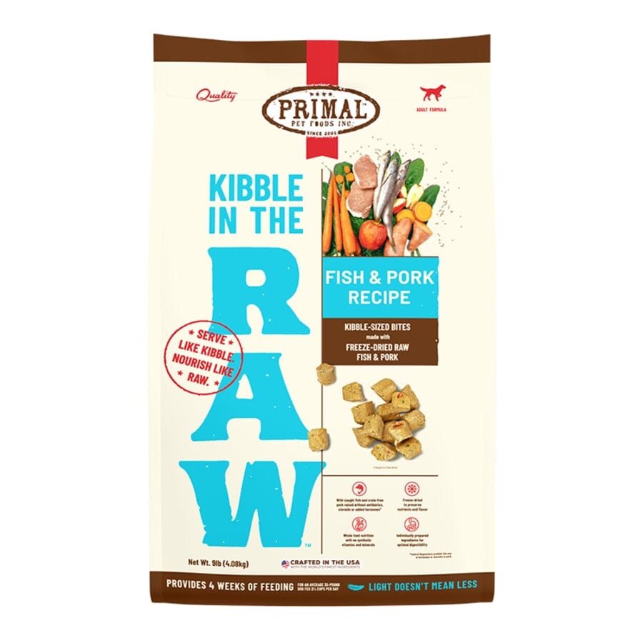 Primal Kibble In The Raw Fish and Pork Recipe Kibble-Sized Bites Freeze-Dried Raw Dog Food