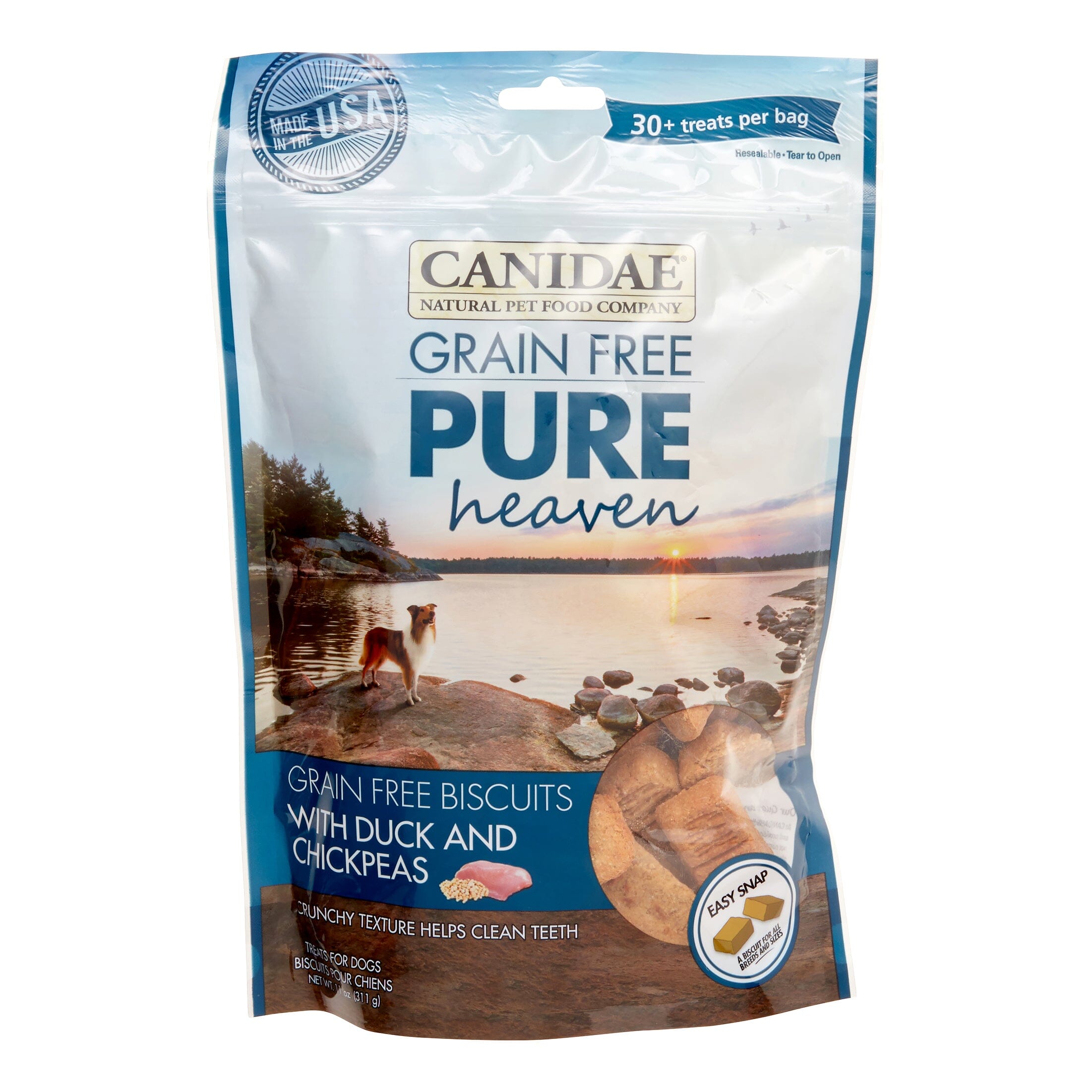 Pure Heaven Grain-Free Dog Biscuits Treats - Duck and Chickpeas - 11 Oz