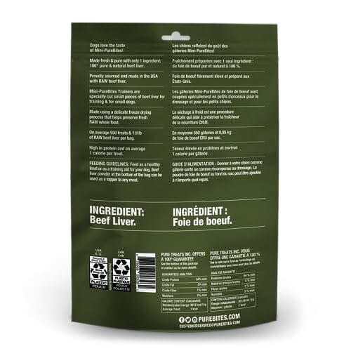 Purebites Single Ingredient Beef Liver Mini Trainers Freeze-Dried Dog Treats or Topper - 9.5 Oz