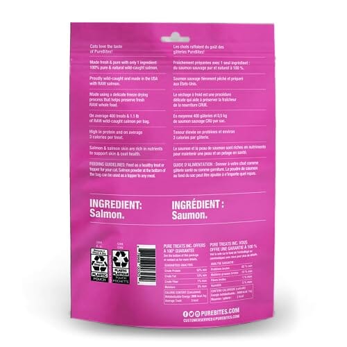 Purebites Single Ingredient Wild-Caught Salmon Freeze-Dried Cat Treats or Topper - 4.7 Oz
