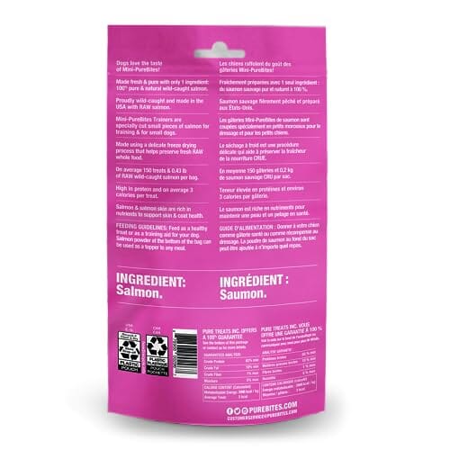 Purebites Single Ingredient Wild-Caught Salmon Mini Trainers Freeze-Dried Dog Treats or Topper - 1.7 Oz