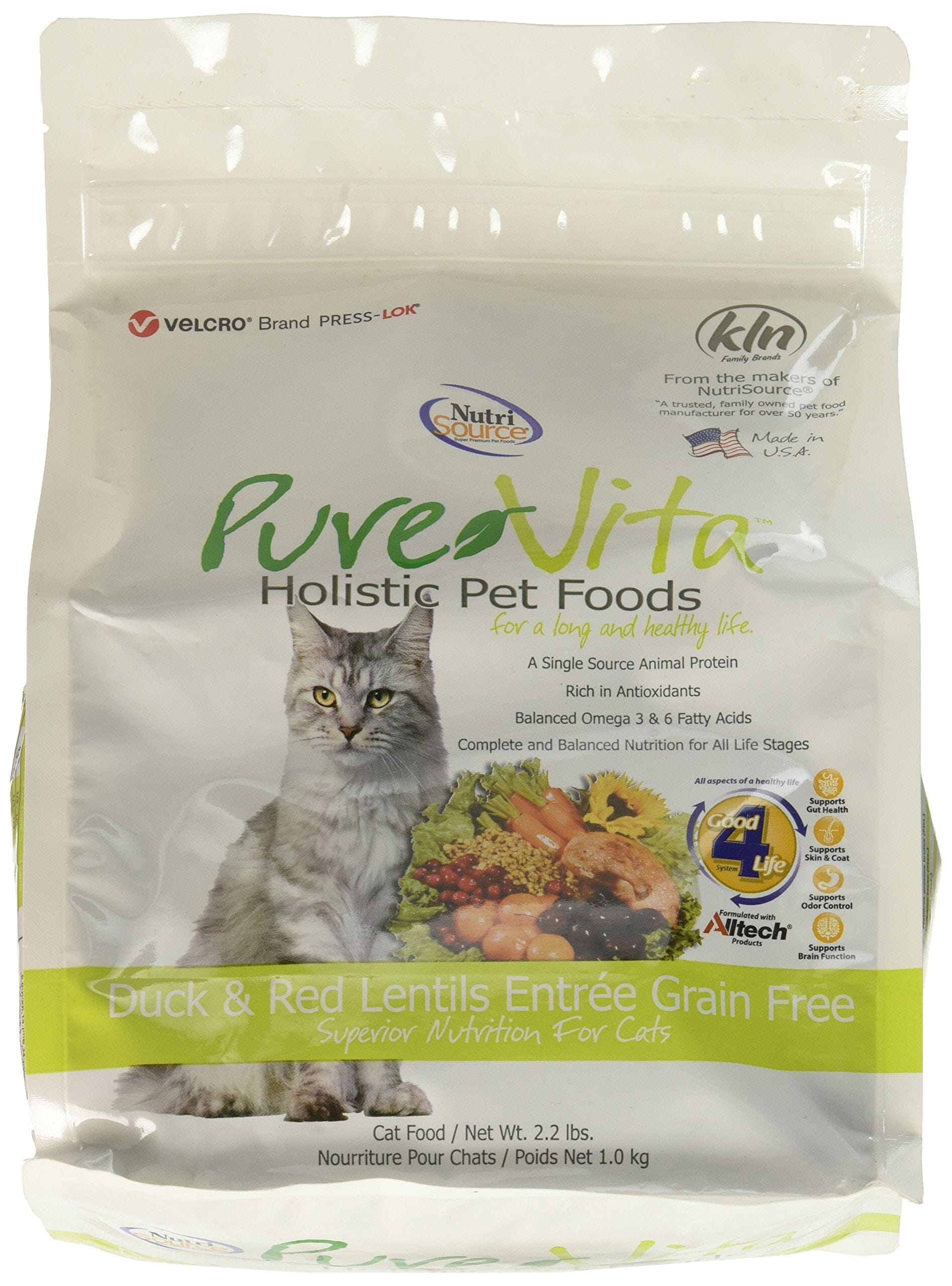 PureVita Grain-Free Duck and Lentils Dry Cat Food 2.2 Lbs 