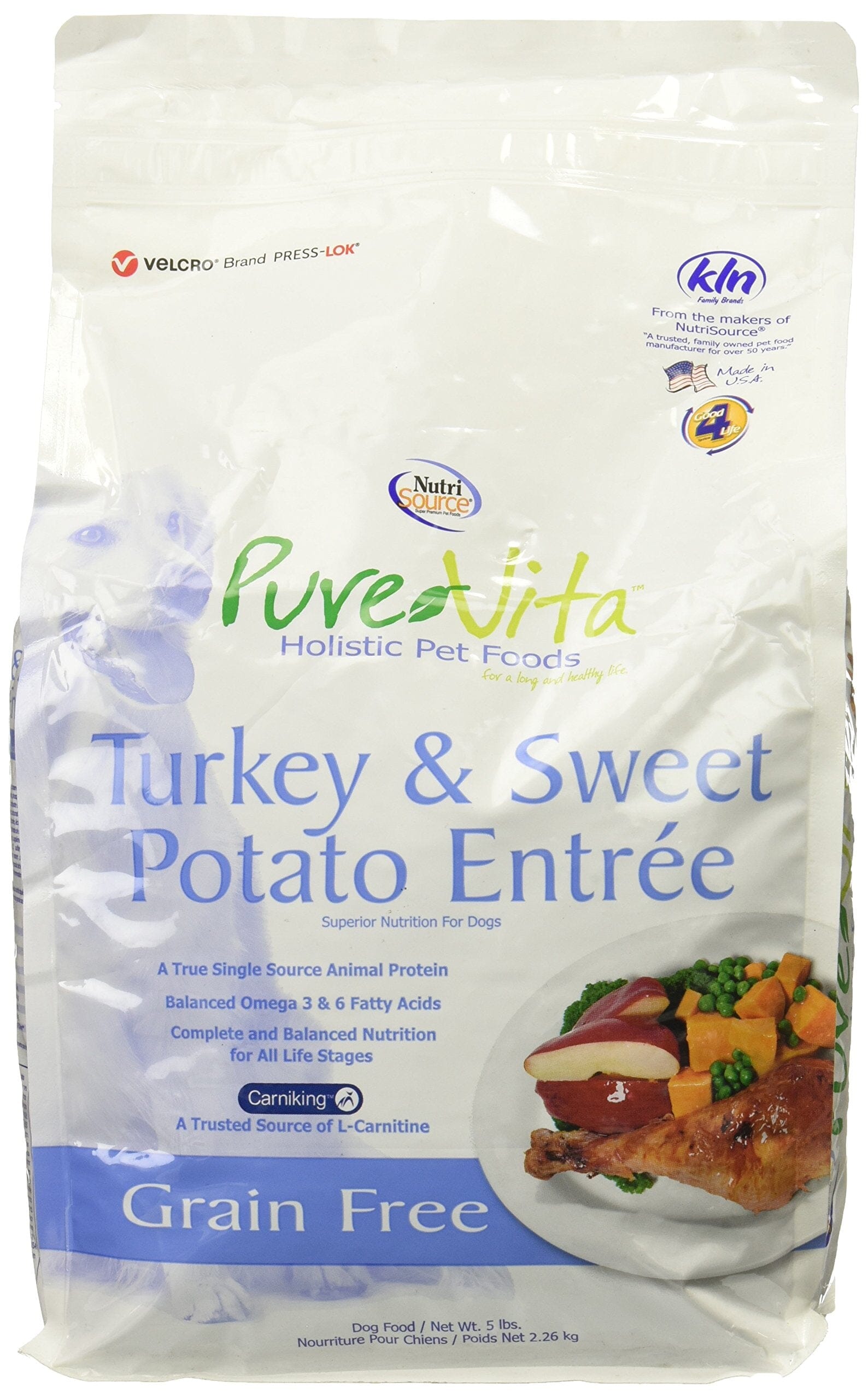 PureVita Grain-Free Turkey Sweet Potato Dry Dog Food 5 Lbs 