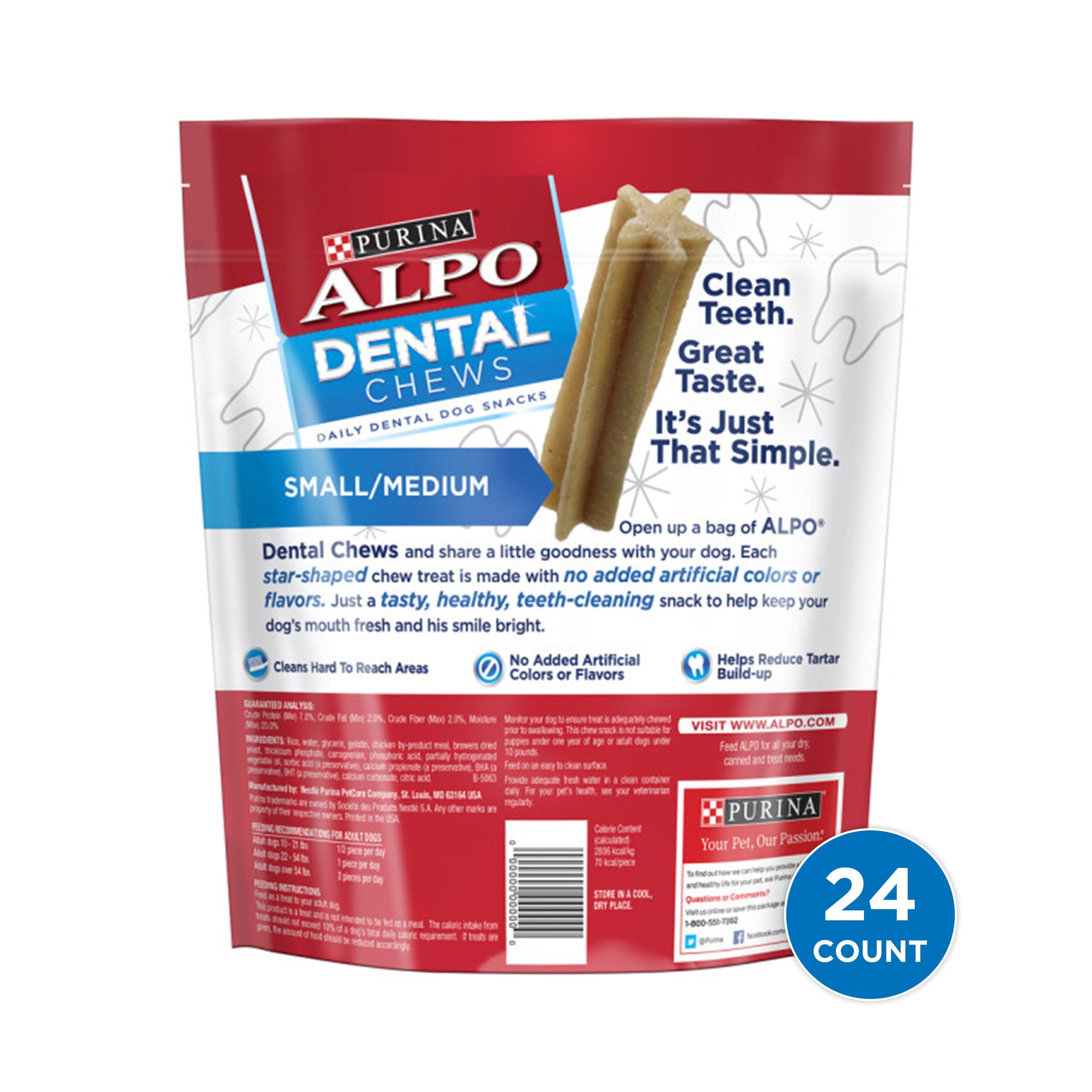 Purina Alpo Dog Dental Chews - Small/Medium - 21 Oz - 4 Pack  