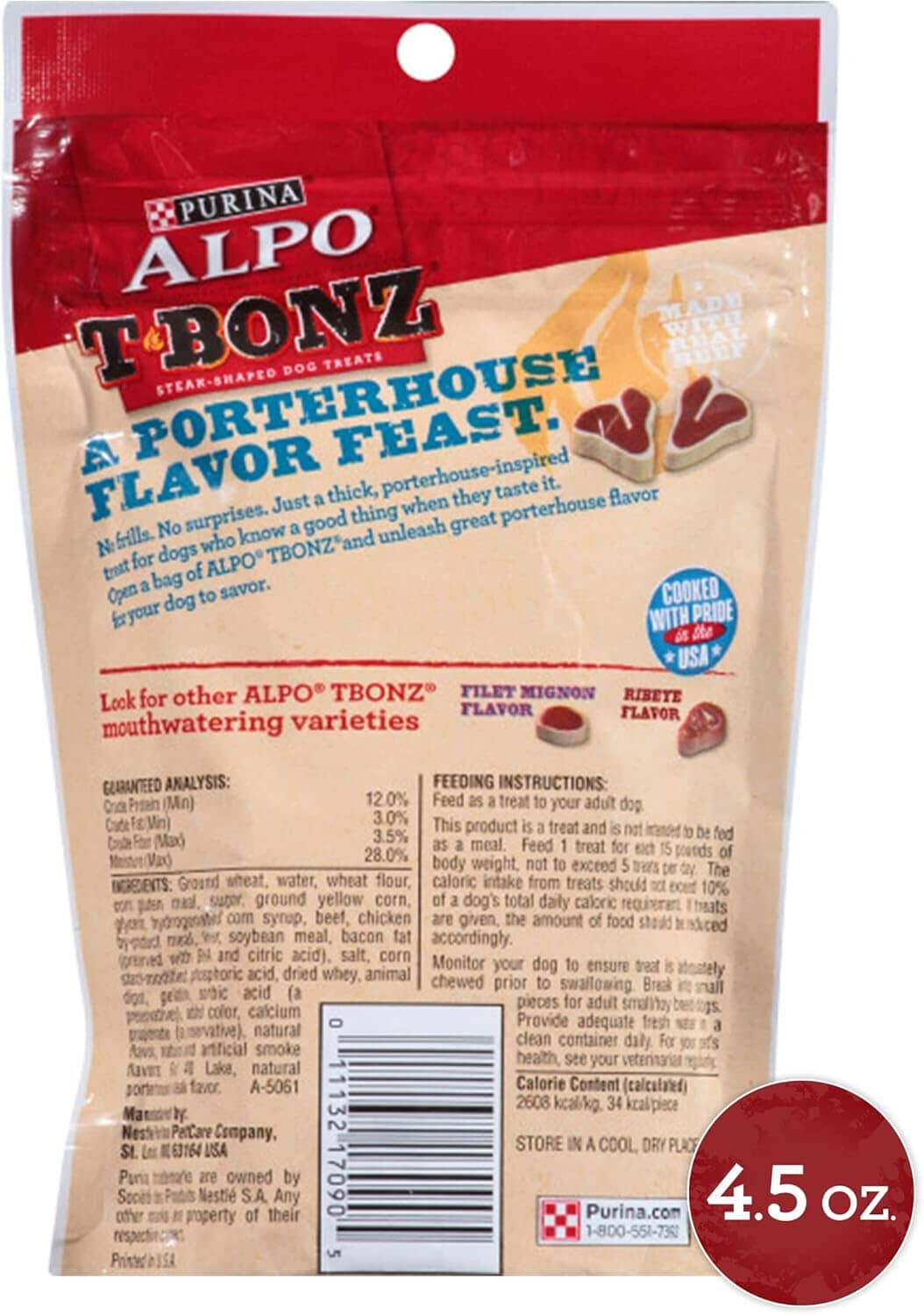 Purina Alpo T-Bonz Porterhouse Soft and Chewy Dog Treats - 4.5 Oz - 4 Pack  