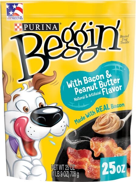 Purina Beggin' Strips Bacon and Peanut Butter Chewy Jerky Dog Treats - 25 Oz - 4 Pack