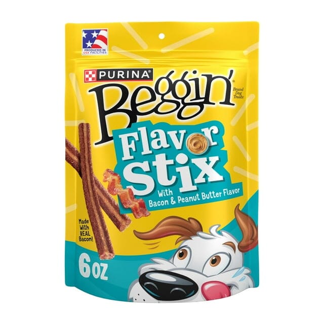 Purina Beggin Strips Flavor Stix with Bacon and Peanut Butter Soft and Chewy Dog Treats 6 Oz - Case of 6