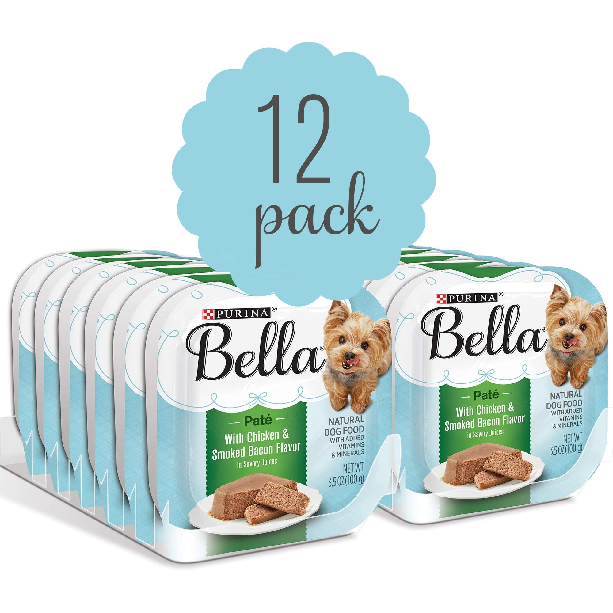 Purina Bella Chicken and Smoked Bacon Pate Small-Breed Adult Wet Dog Food Trays - 3.5 Oz - Case of 12  