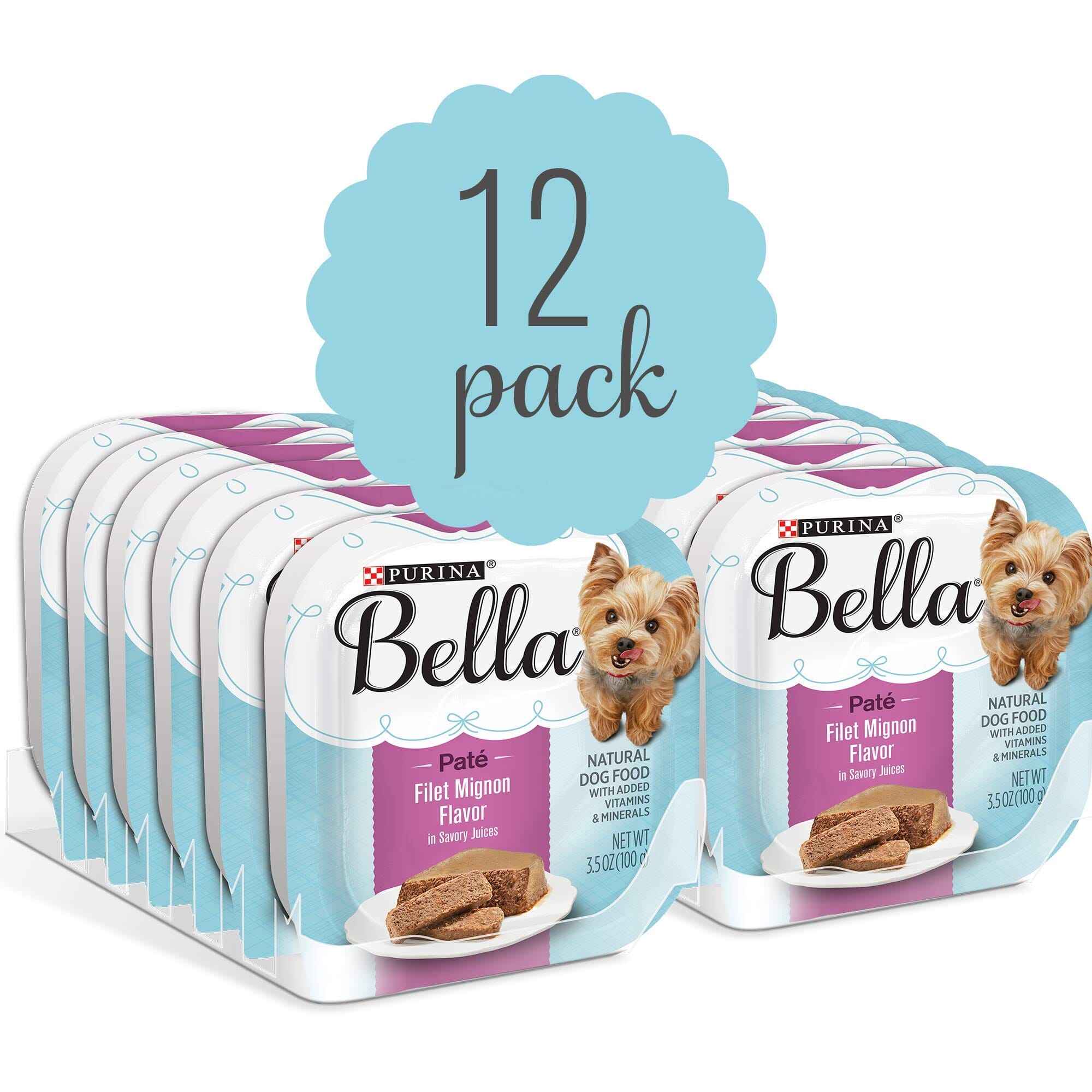 Purina Bella Filet Mignon in Savory Juices Pate Small-Breed Wet Dog Food Trays - 3.5 Oz - Case of 12  