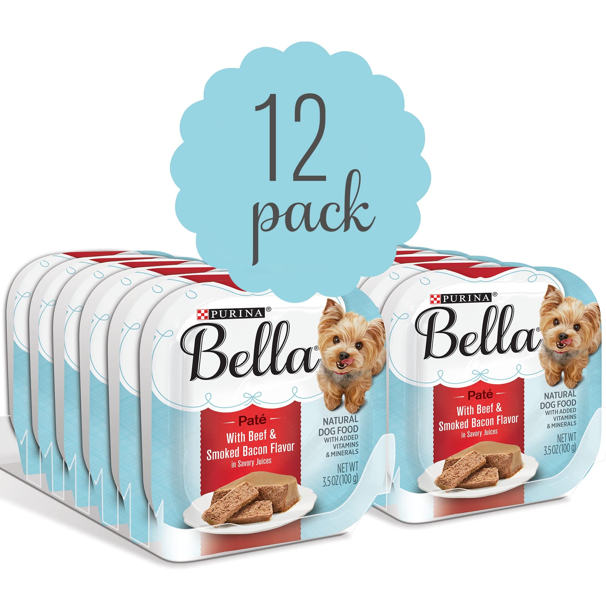 Purina Bella Grain-Free Beef In Savory Juices Small-Breed Wet Dog Food Trays - 3.5 Oz - Case of 12  