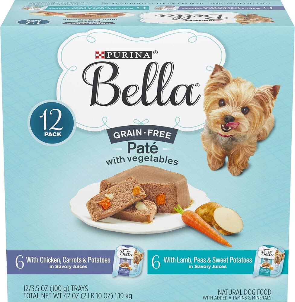 Purina Bella Grain-Free Chicken and Lamb Pate Small-Breed Wet Dog Food Trays - Variety Pack - 3.5 Oz - 12 Count  