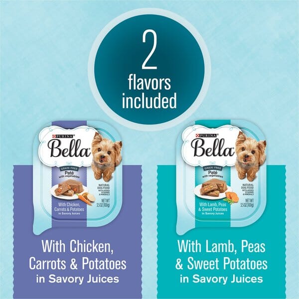 Purina Bella Grain-Free Chicken and Lamb Pate Small-Breed Wet Dog Food Trays - Variety Pack - 3.5 Oz - 12 Count