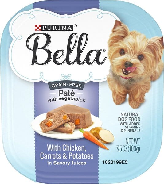 Purina Bella Grain-Free Chicken Carrots and Potatoes Pate Wet Dog Food Trays - 3.5 Oz - Case of 12