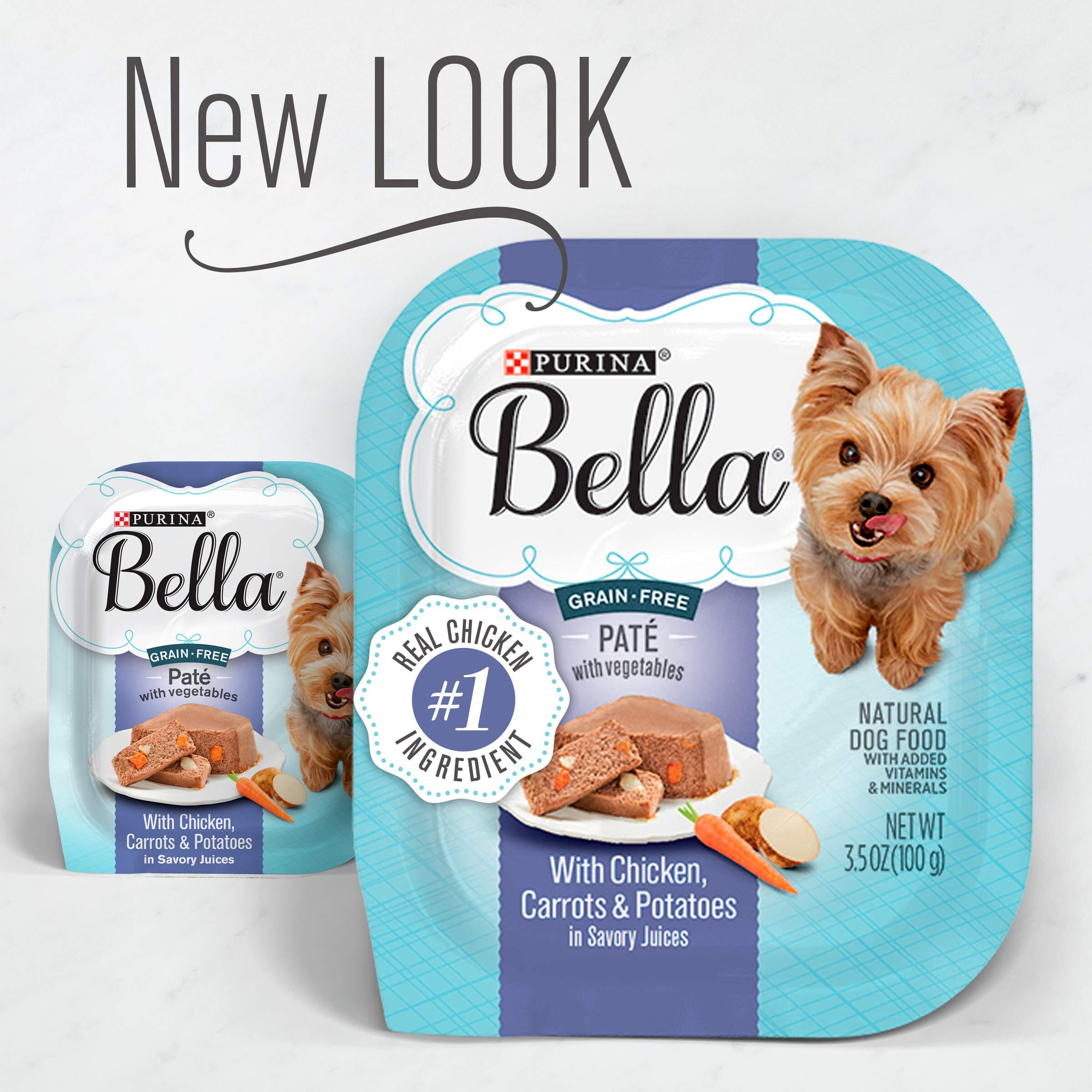 Purina Bella Grain-Free Chicken Carrots and Potatoes Pate Wet Dog Food Trays - 3.5 Oz - Case of 12  