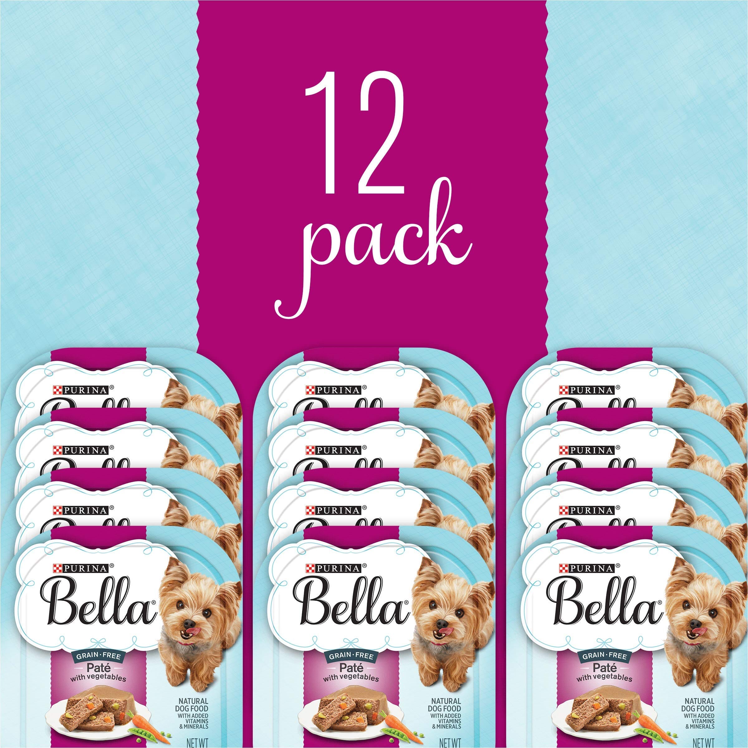 Purina Bella Grain-Free Lamb Peas and Sweet Potato Pate Wet Dog Food Trays - 3.5 Oz - Case of 12  