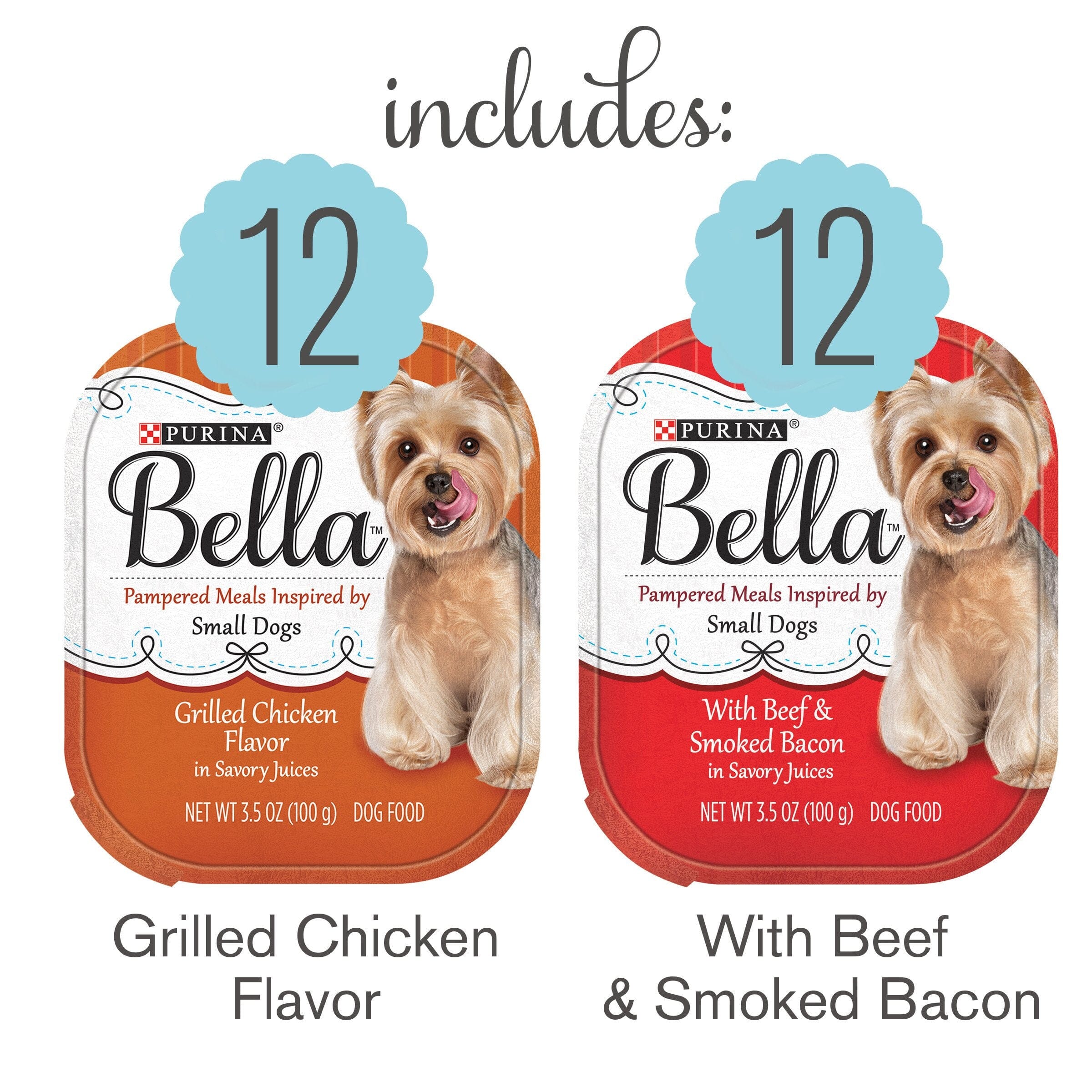 Purina Bella Grilled Chicken and Beef Pate Canned Dog Food - Variety Pack - 3.5 Oz - 12 Count  