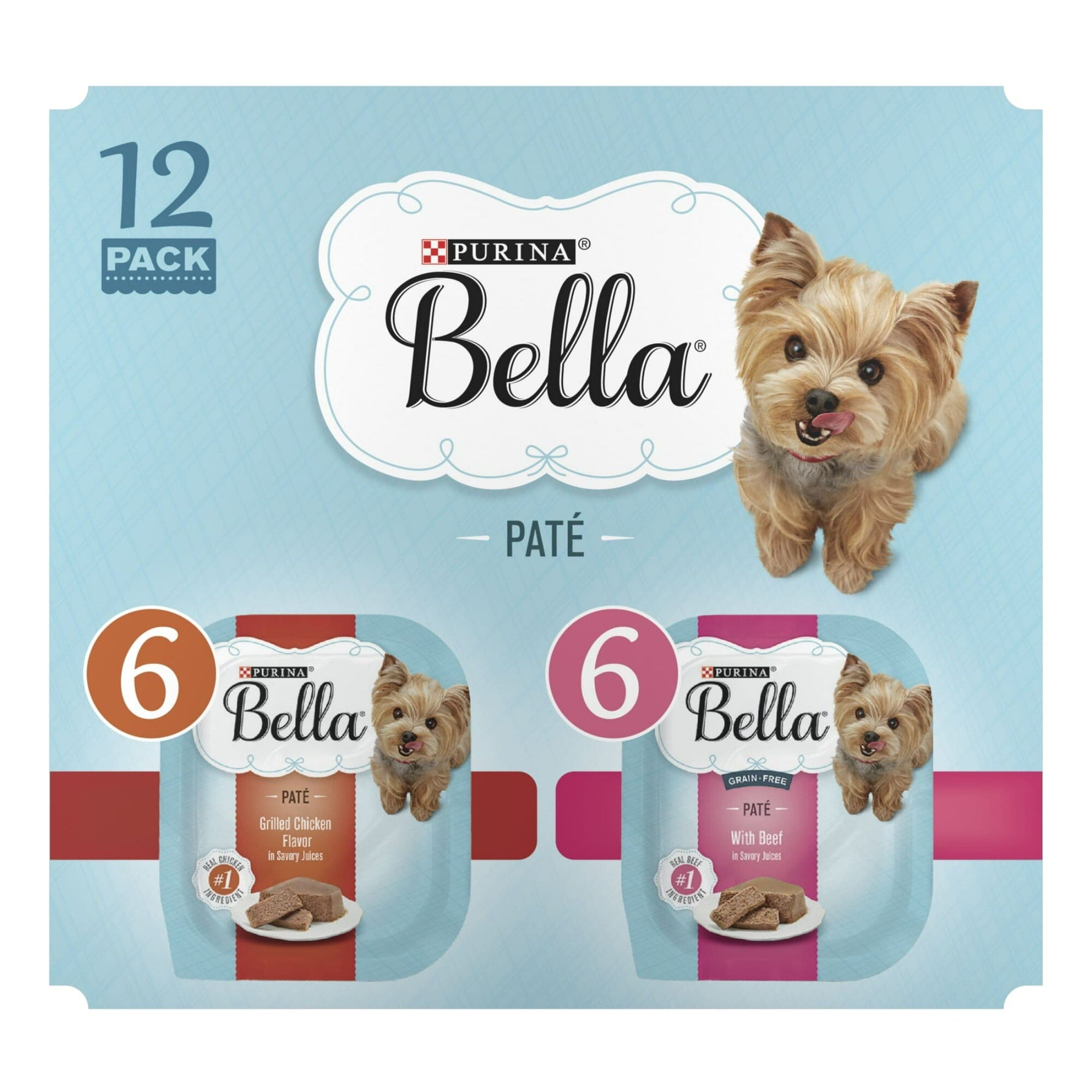 Purina Bella Grilled Chicken and Beef Pate Canned Dog Food - Variety Pack - 3.5 Oz - 12 Count