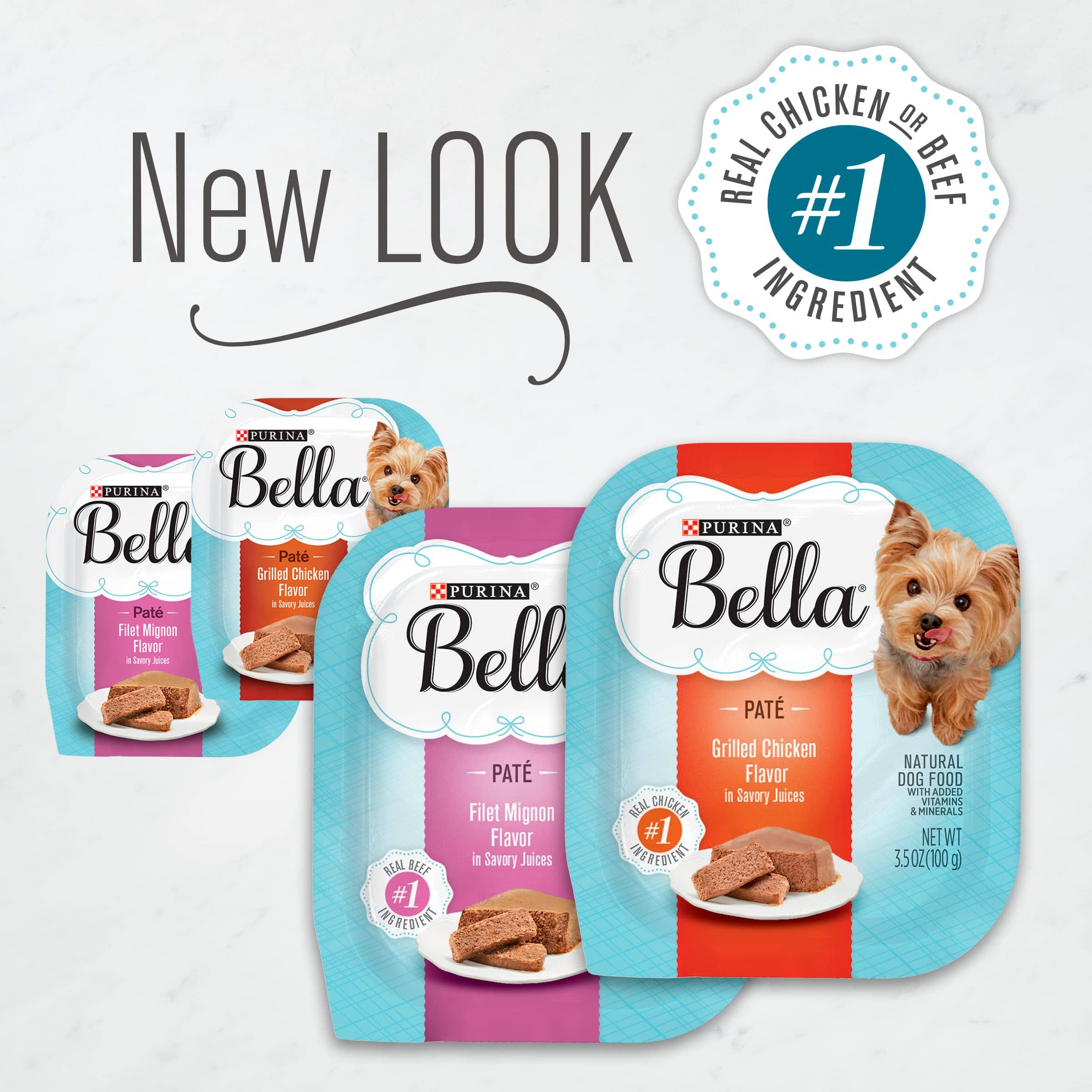 Purina Bella Grilled Chicken in Savory Juices Pate Small-Breed Wet Dog Food Trays - 3.5 Oz - Case of 12  