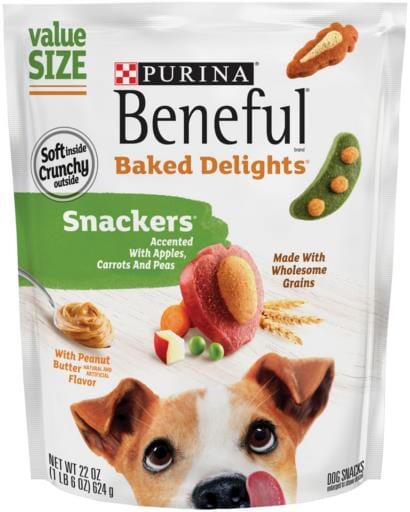 Purina Beneful Baked Delights Snackers Peanut Butter with Fruits Veggies and Grains Crunchy Dog Treats - 22 Oz - 4 Pack  