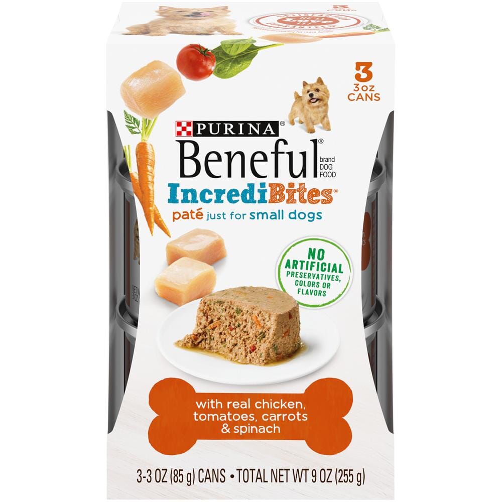 Purina Beneful Incredibites Chicken Tomatoes Carrots and Spinach Pate Small-Breed Canned Dog Food - 9 Oz - Case of 8  