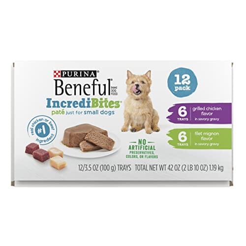 Purina Beneful IncrediBites Grilled Chicken and Filet Mignon Pate Small-Breed Wet Dog Food Trays - Variety Pack - 3.5 Oz - 12 Count  