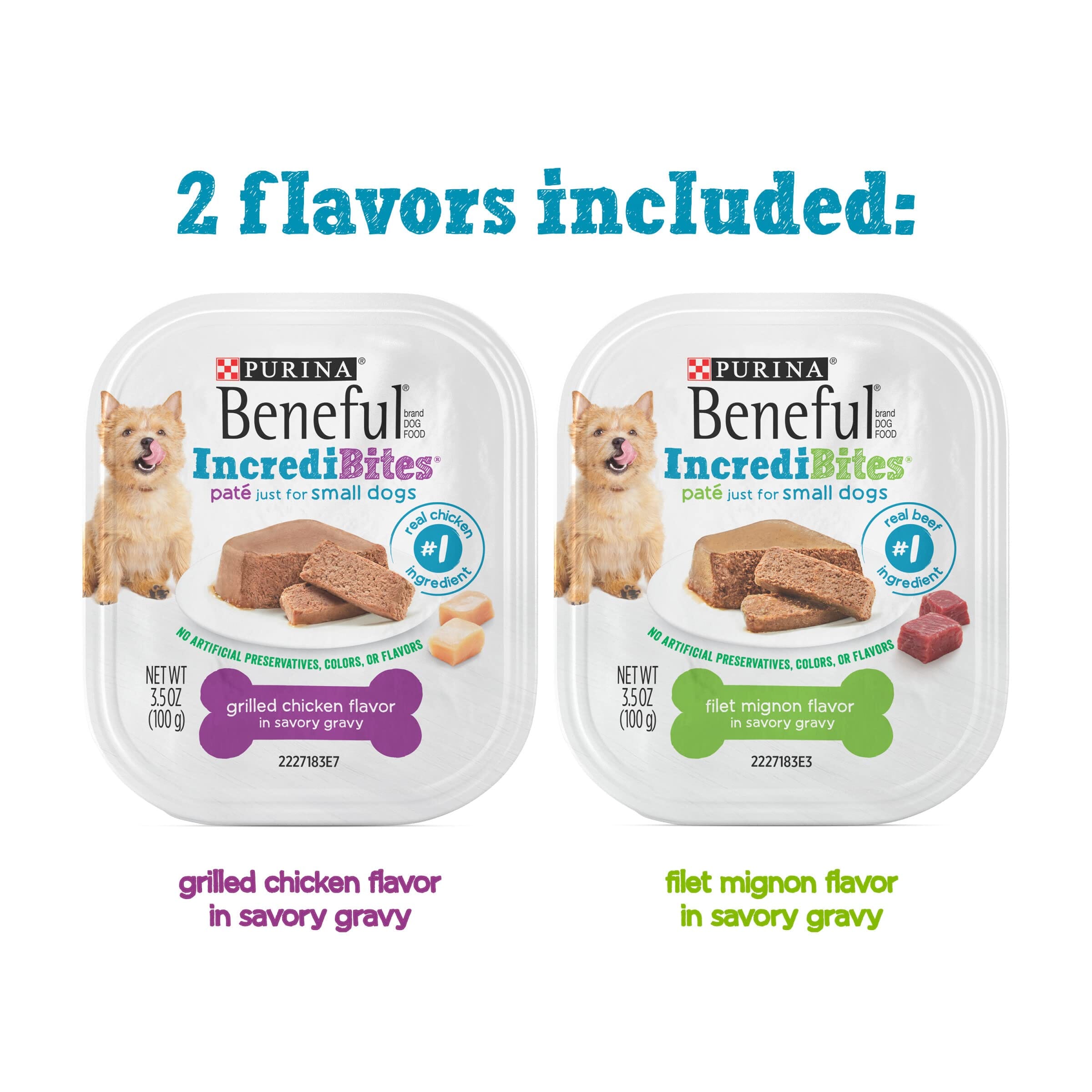 Purina Beneful IncrediBites Grilled Chicken and Filet Mignon Pate Small-Breed Wet Dog Food Trays - Variety Pack - 3.5 Oz - 12 Count  