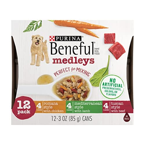 Purina Beneful Medley's Romana Mediterranean and Tusan Chicken Lamb and Beef Canned Dog Food - Variety Pack - 3 Oz - Case of 30  