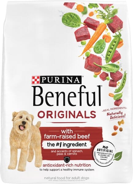 Purina Beneful Originals Farm-Raised Beef with Carrots Peas and Spinach Adult Dry Dog Food - 3.5 Lbs - Case of 4