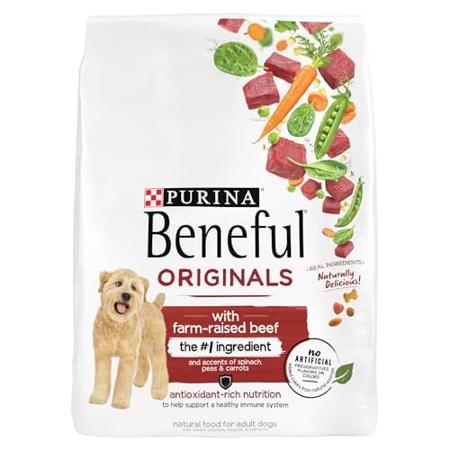 Purina Beneful Originals Farm-Raised Beef with Carrots Peas and Spinach Adult Dry Dog Food - 3.5 Lbs - Case of 4  