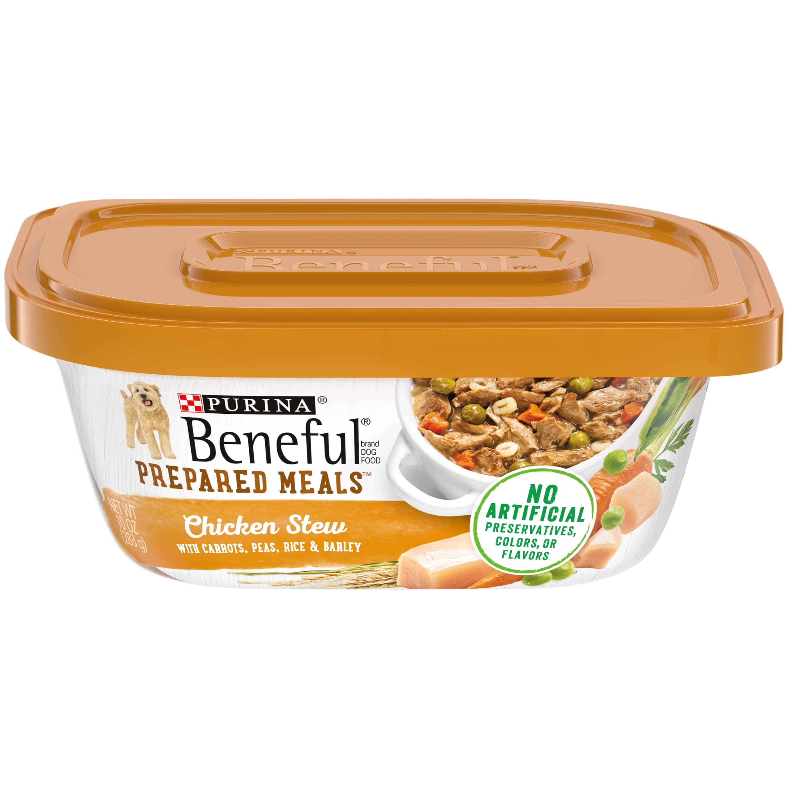 Purina Beneful Prepared Meals Chicken Stew with Carrots Peas Rice and Barley Wet Dog Food Trays - 10 Oz - Case of 8  
