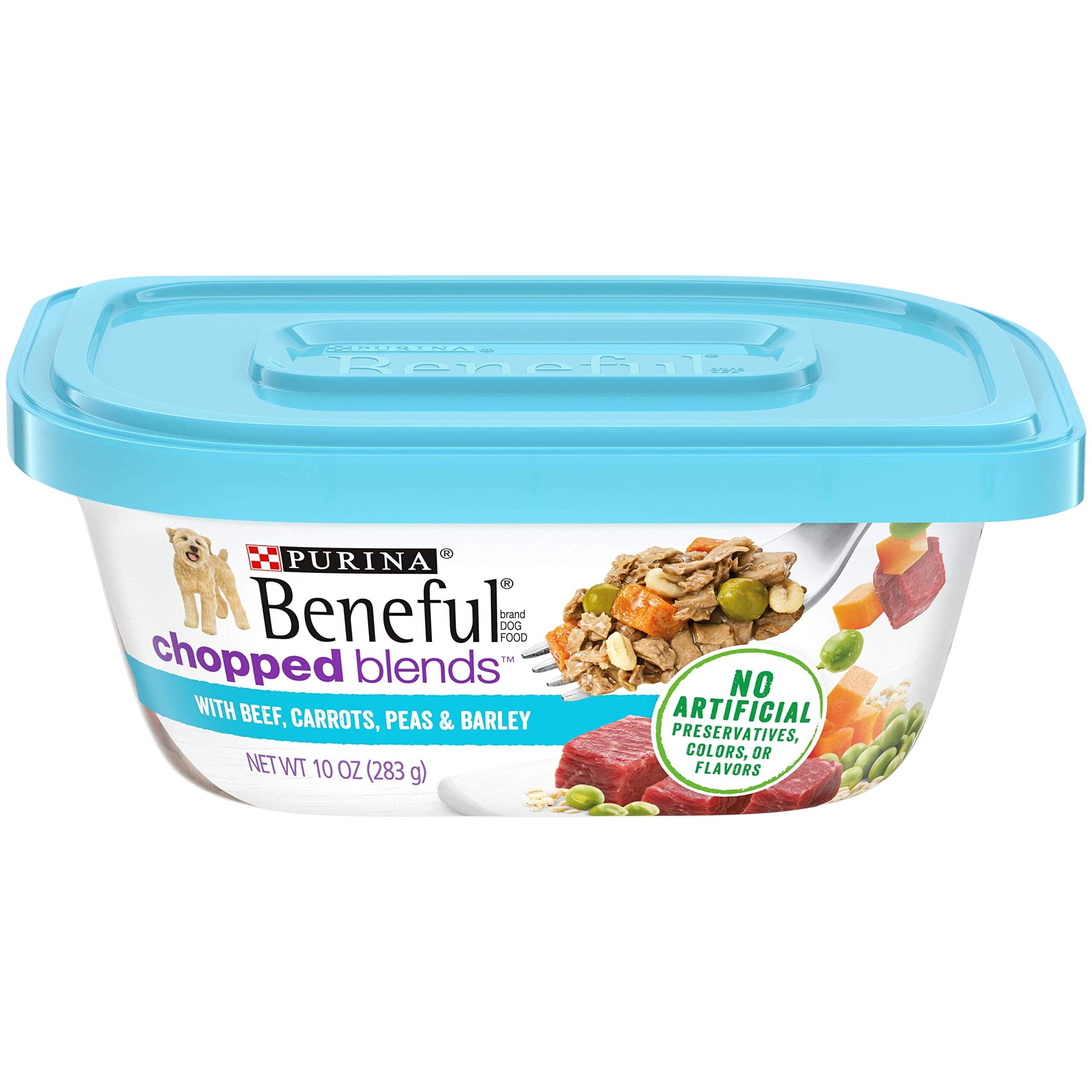Purina Beneful Prepared Meals Chopped Blends Beef Carrots Peas and Barley Wet Dog Food Trays - 10 Oz - Case of 8  