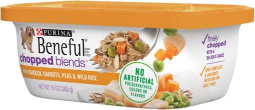 Purina Beneful Prepared Meals Chopped Blends Chicken Carrots and Peas Wet Dog Food Trays - 10 Oz - Case of 8  