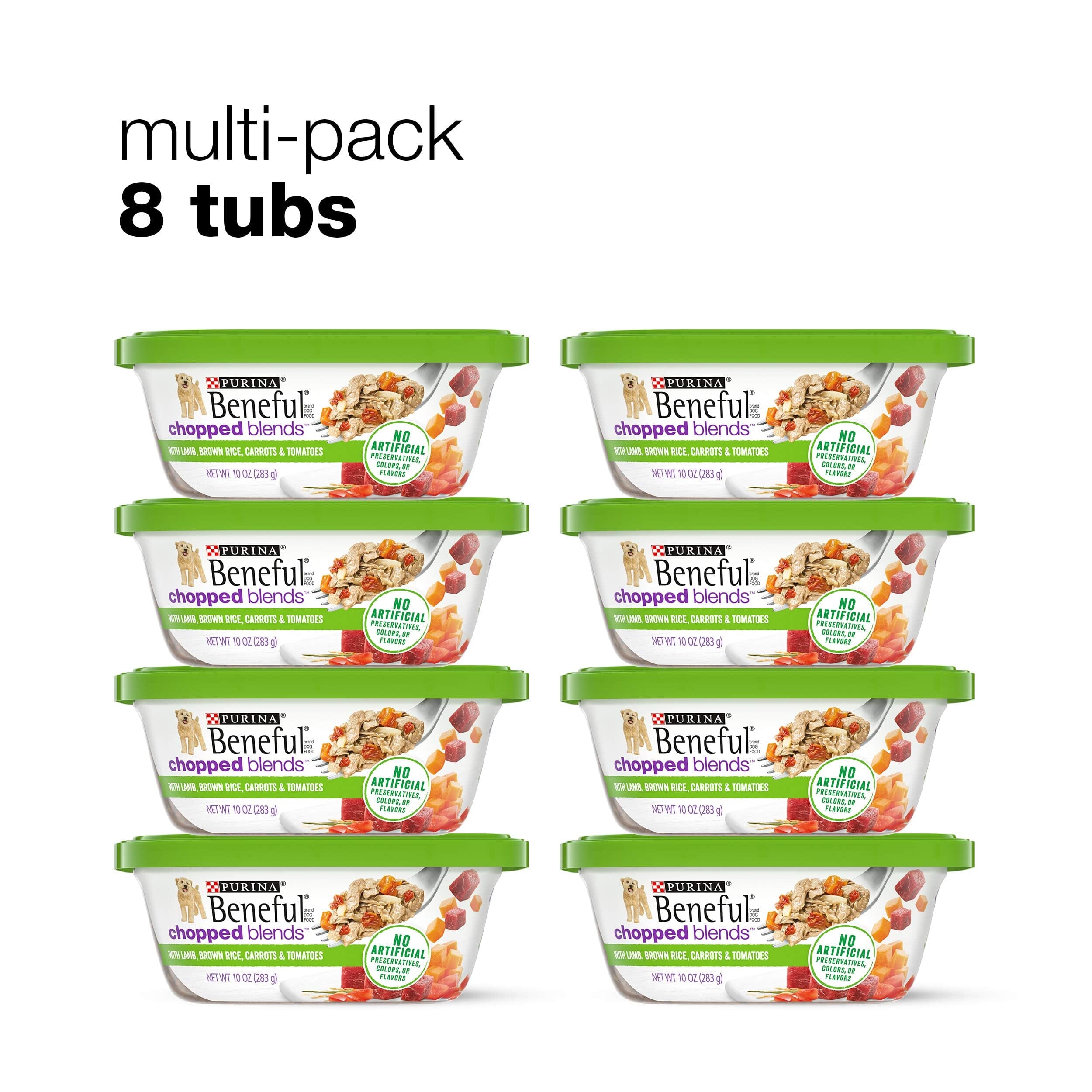 Purina Beneful Prepared Meals Chopped Blends Lamb Carrots Spinach and Tomatoes Wet Dog Food Trays - 10 Oz - Case of 8  