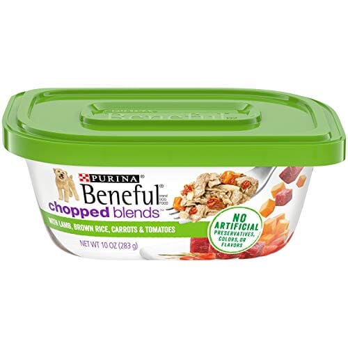 Purina Beneful Prepared Meals Chopped Blends Lamb Carrots Spinach and Tomatoes Wet Dog Food Trays - 10 Oz - Case of 8  