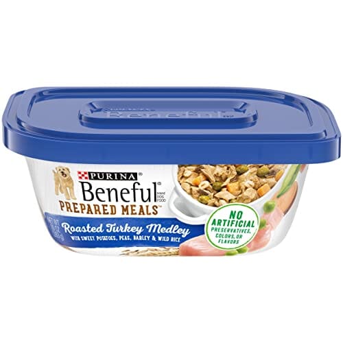 Purina Beneful Prepared Meals Medley's Roasted Turkey with Sweet Potato Peas Barley and Rice Wet Dog Food Trays - 10 Oz - Case of 8  