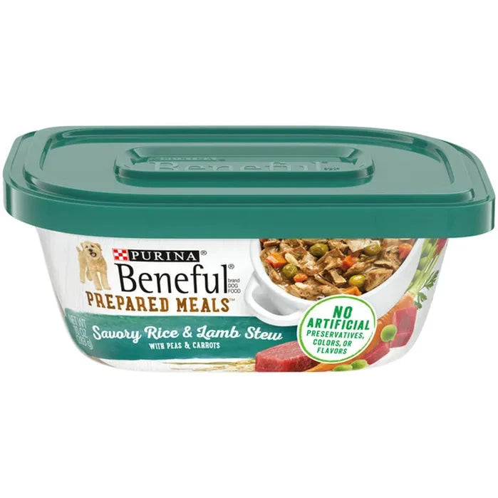 Purina Beneful Prepared Meals Rice and Lamb Stew with Peas and Carrots Wet Dog Food Trays - 10 Oz - Case of 8