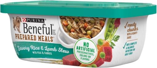 Purina Beneful Prepared Meals Rice and Lamb Stew with Peas and Carrots Wet Dog Food Trays - 10 Oz - Case of 8  