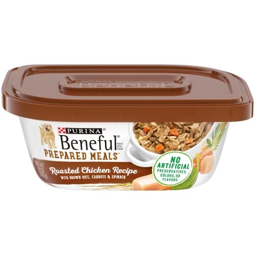 Purina Beneful Prepared Meals Roasted Chicken with Rice Carrots and Spinach Wet Dog Food Trays - 10 Oz - Case of 8  