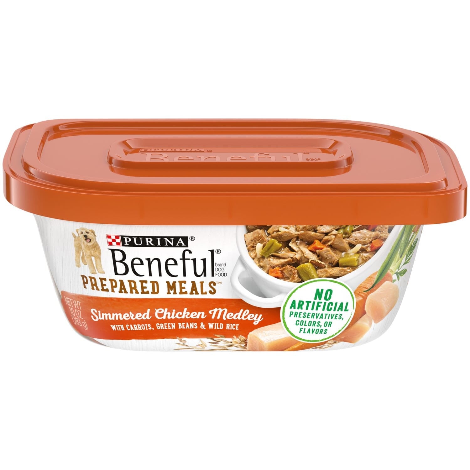 Purina Beneful Prepared Meals Simmered Chicken with Carrots Beans and Rice Wet Dog Food Trays - 10 Oz - Case of 8