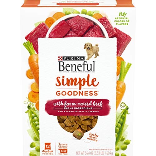 Purina Beneful Simple Goodness Farm-Raised Chicken with Peas and Carrots Adult Dry Dog Food - 3.5 Lbs - Case of 4  