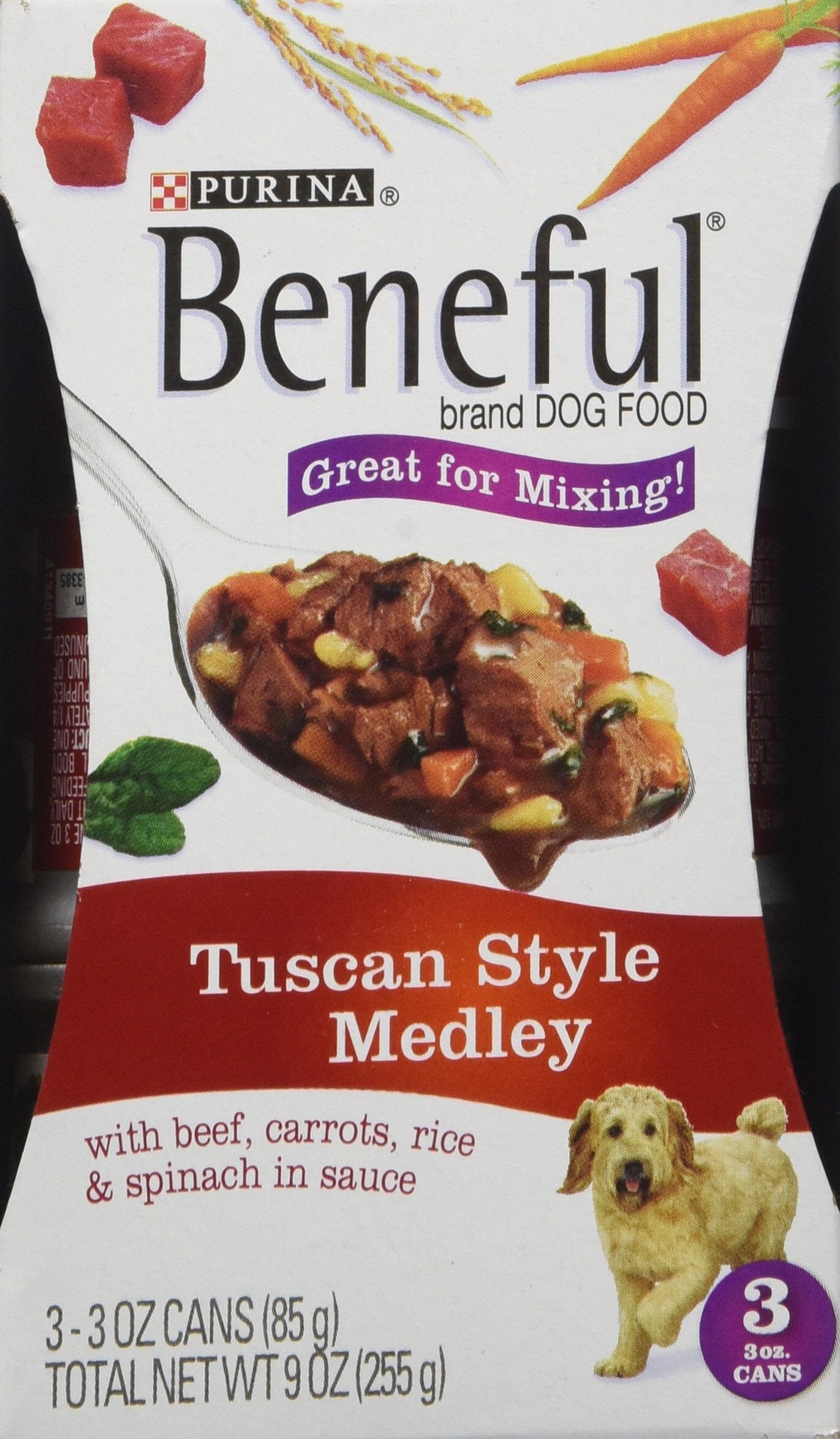 Purina Beneful Tuscan Style Medley's Beef Carrots Tomatoes and Rice Canned Dog Food - Multi-Pack - 3 Oz - Case of 3 - 8 Pack  