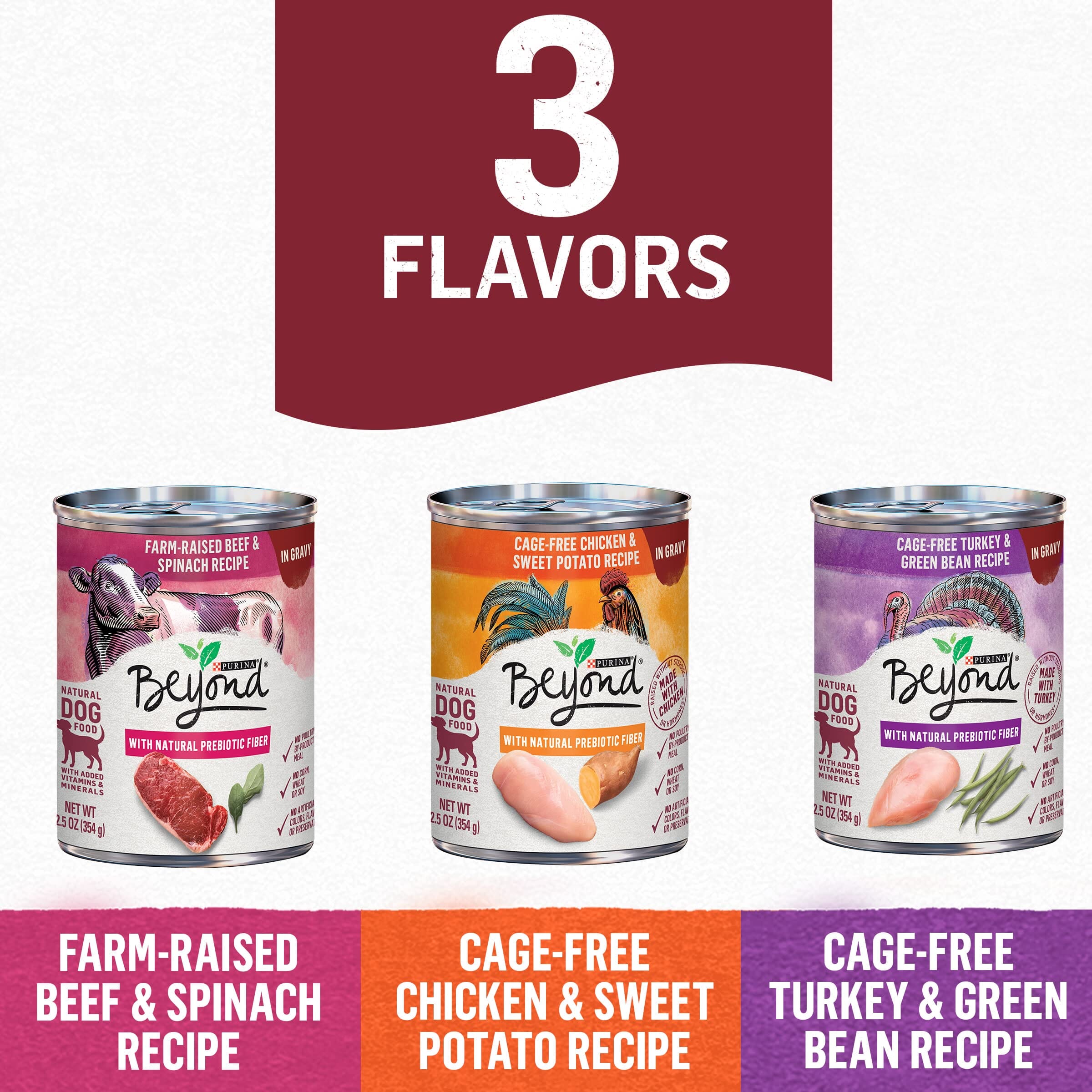 Purina Beyond Beef Chicken and Turkey Entrée in Gravy Canned Dog Food - Variety Pack - 12.5 Oz - Case of 6 - 2 Pack  