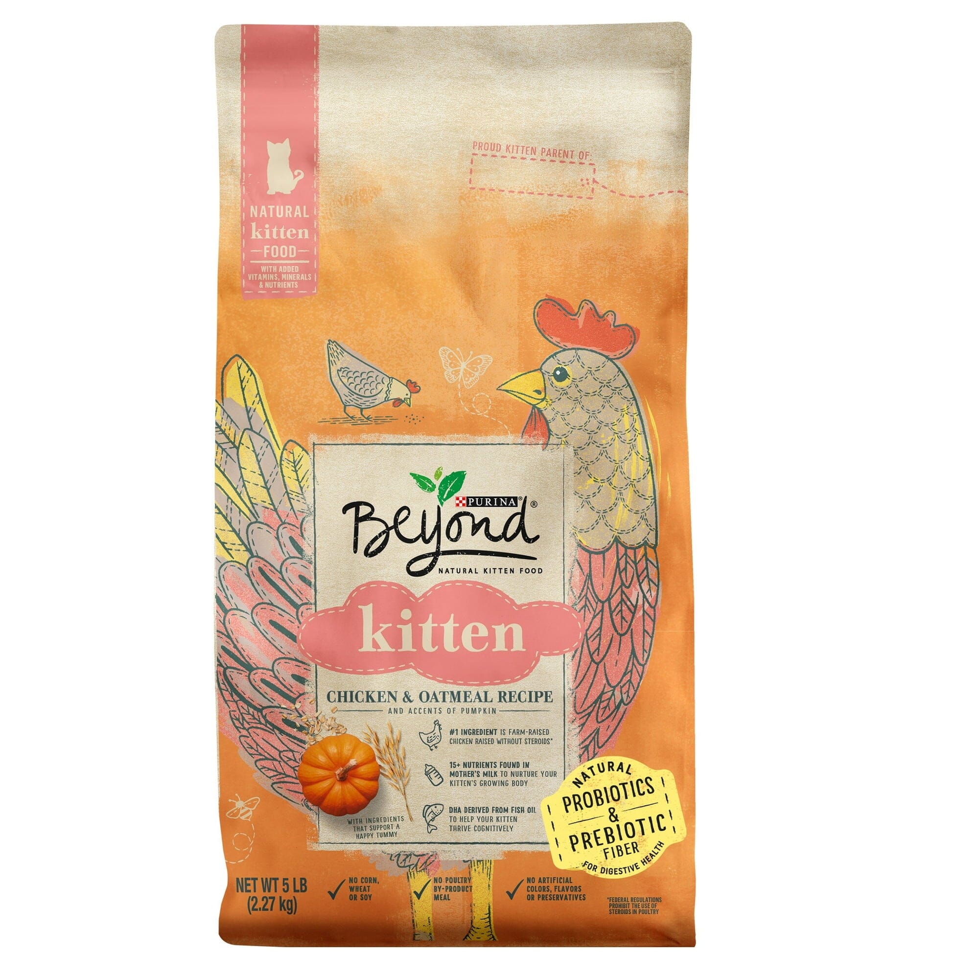 Purina Beyond Chicken and Oatmeal with Pumpkin Kitten Formula Dry Cat Food - 5 Lbs - Case of 4