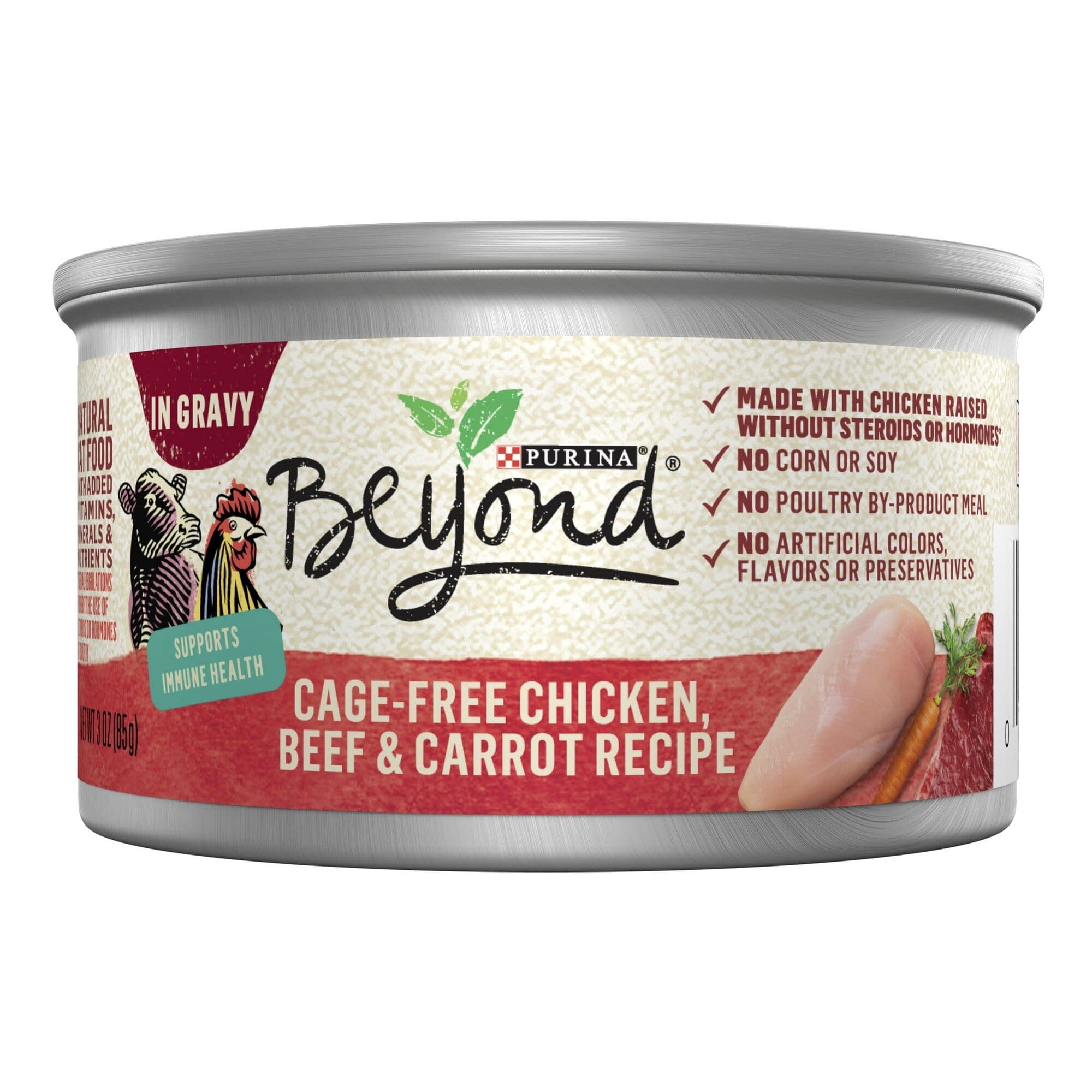 Purina Beyond Grain-Free and Cage-Free Chicken and Beef in Gravy with Carrots Canned Cat Food - 3 Oz - Case of 12