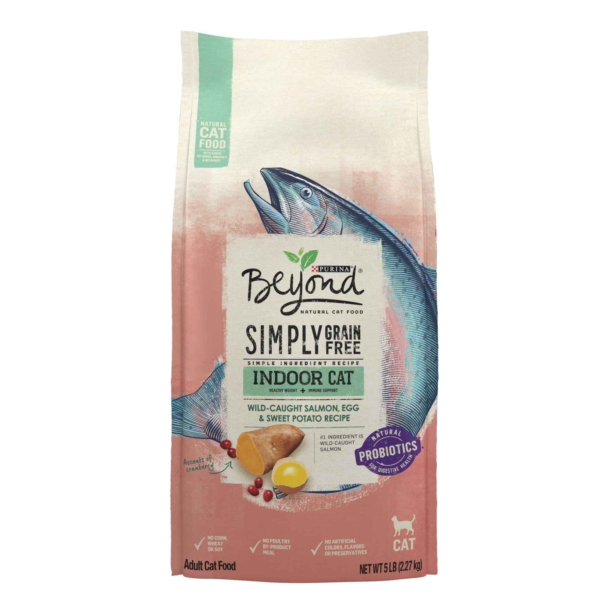 Purina Beyond Grain-Free Wild-Caught Salmon Eggs and Sweet Potato Indoor Dry Cat Food - 5 Lbs - Case of 4