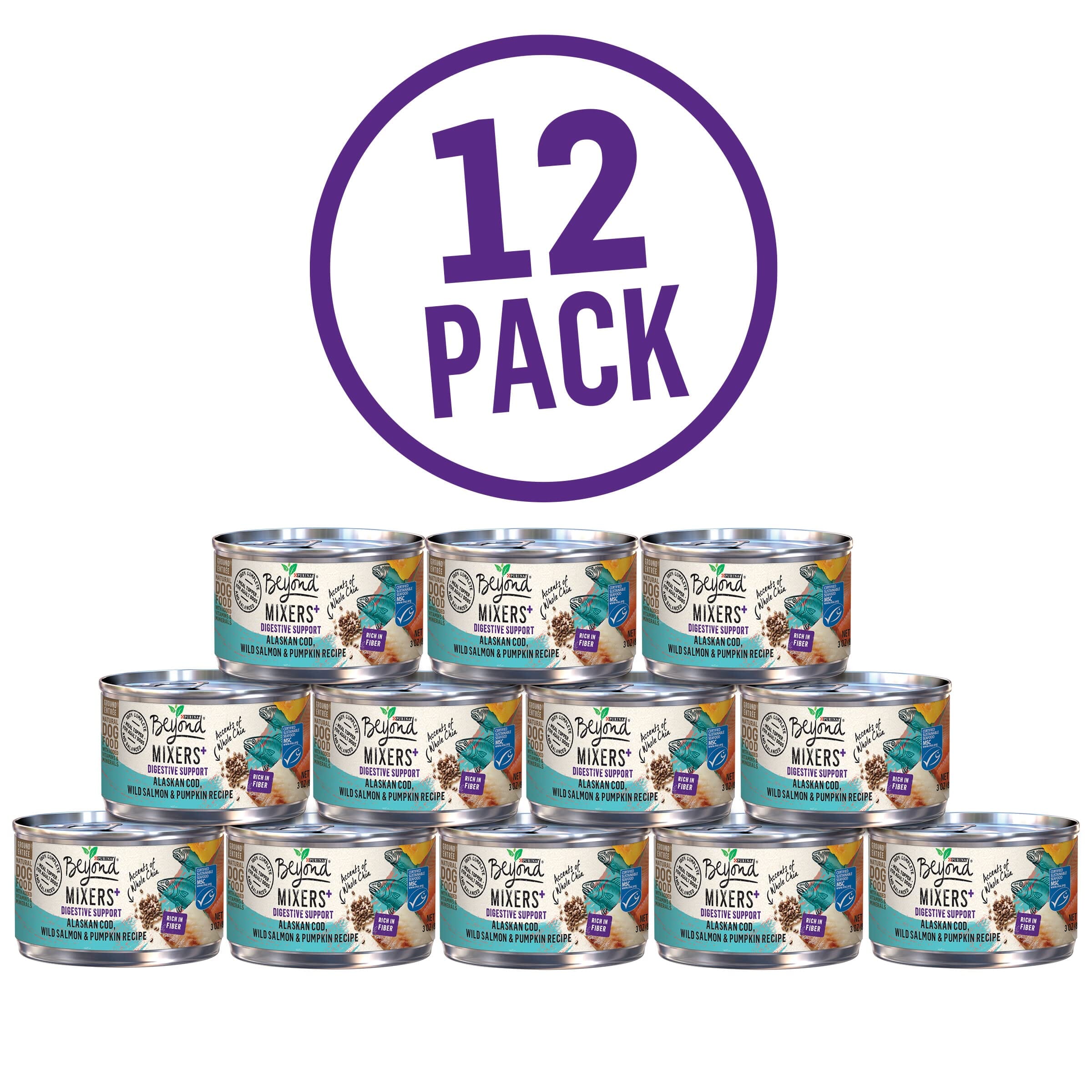 Purina Beyond Mixers+ Digestive Support Cod Salmon and Pumpkin Canned Dog Food and Topper - 3 Oz - Case of 12  